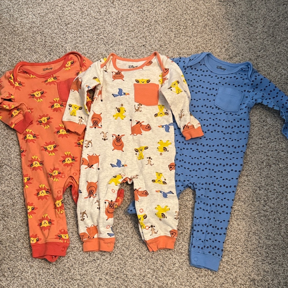 Disney Baby Footless Romper Sleeper Lion King Set Bunde of 3 12 Months